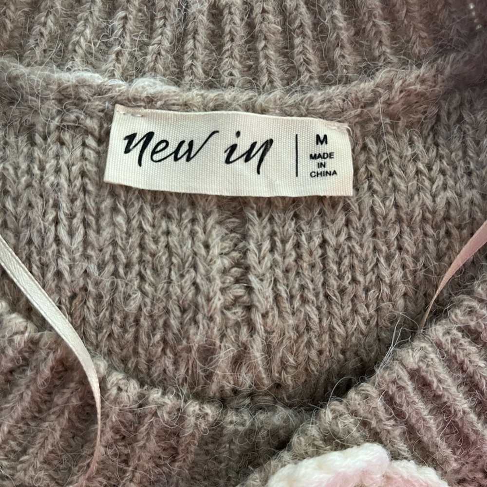 New In Rose Crochet Button Cabled Soft Beige Cardigan - Picture 10 of 11